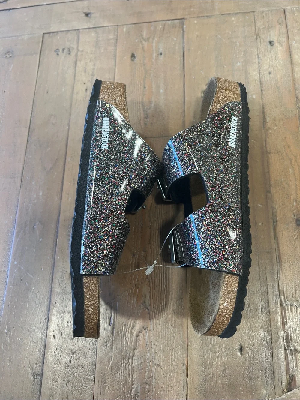Birkenstock Arizona black glitter sandals 34 eu 3 us kids adjustable buckle